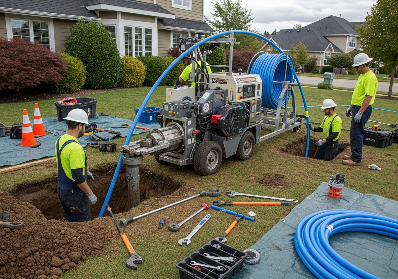 Water Pros Plumbing technician running a sewer camera in Gilbert AZ